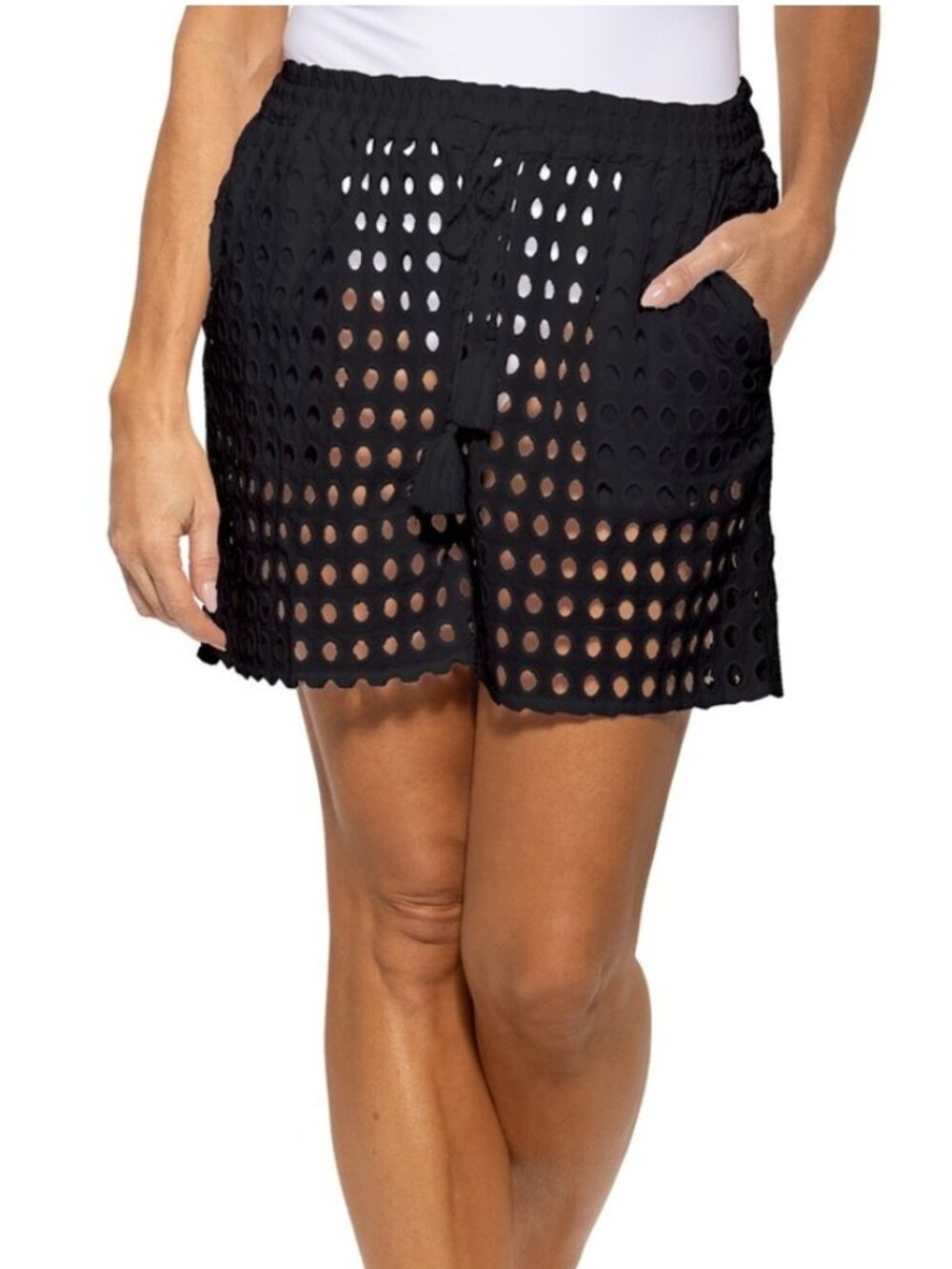 Dotti Openwork Drawstring Shorts